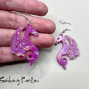 Hologramos, sárkány fülbevaló. - ékszer - fülbevaló - lógó fülbevaló - Meska.hu