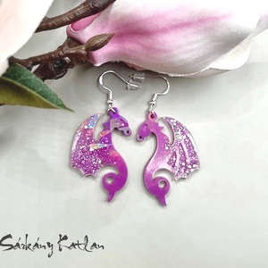 Hologramos, sárkány fülbevaló. - ékszer - fülbevaló - lógó fülbevaló - Meska.hu