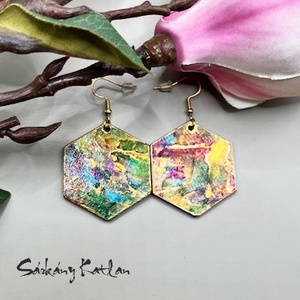 Színkavalkád méhsejt fülbevaló - ékszer - fülbevaló - lógó fülbevaló - Meska.hu