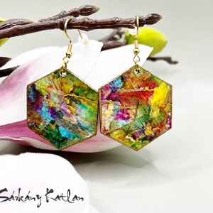 Színkavalkád méhsejt fülbevaló - Meska.hu