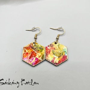 Színkavalkád méhsejt fülbevaló - ékszer - fülbevaló - lógó fülbevaló - Meska.hu