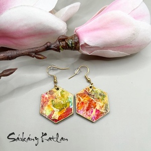 Színkavalkád méhsejt fülbevaló - Meska.hu