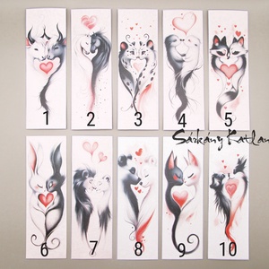 Szerelmes állatkák karton könyvjelző - könyv & zene - könyvjelző - Meska.hu