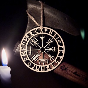 Viking Vegvisir dekoráció, Karácsony, Karácsonyi lakásdekoráció, Karácsonyfadíszek, Famegmunkálás, MESKA