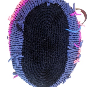 Egyedi bohó  kötött-horgolt táska, mályva-szürke-fekete - táska & tok - kézitáska & válltáska - kézitáska - Meska.hu