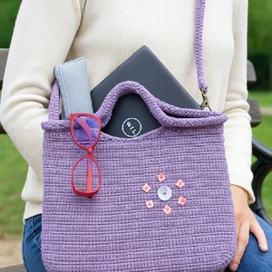 Lila, egyedi, kézzel készült laptop táska, Táska & Tok, Laptoptáska, laptop hátizsák, Horgolás, MESKA