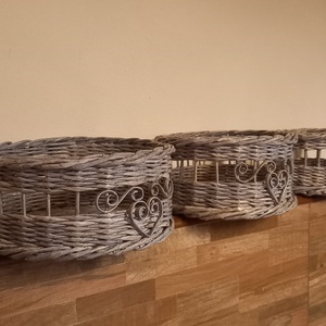 Papírfonással készült kosarak három darab - otthon & életmód - tárolás & rendszerezés - tárolókosár - Meska.hu