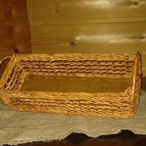 Szögletes kosár fülekkel, Otthon & Életmód, Tárolás & Rendszerezés, Tárolókosár, Fonás (csuhé, gyékény, stb.), MESKA