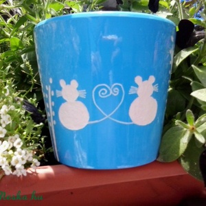 Gravírozott kaspó - szerelmes macskás-egeres -  - Meska.hu