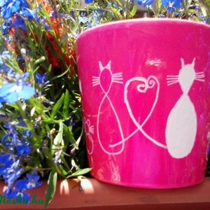 Kézzel gravírozott kaspó - szerelmes macskás-egeres -  - Meska.hu