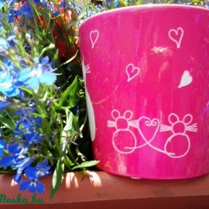 Kézzel gravírozott kaspó - szerelmes macskás-egeres -  - Meska.hu