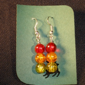 Közlekedési lámpa üveggyöngy  fülbevaló - Meska.hu