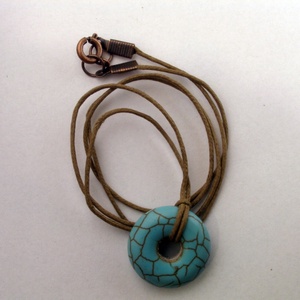 Türkiz fánk nyaklánc - Meska.hu