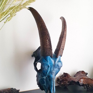 SavageSkullz kecske koponyára kézzel festett egyedi villmám és mennydörgés festménnyel - otthon & életmód - dekoráció - fali és függő dekoráció - falra akasztható dekor - Meska.hu