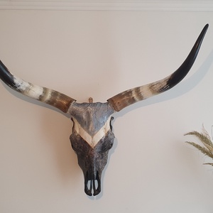 Szürkemarha koponya/trófea kézzel festett kő és márvány hatású festéssel arany repedéssel - művészet - más művészeti ág - Meska.hu