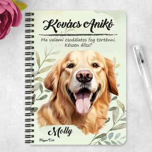 Személyre szabható - Golden Retriever portré mintás A5-ös füzet - otthon & életmód - papír, írószer - jegyzetfüzet & napló - Meska.hu