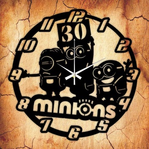 MINION bakelit óra, saját ÉVSZÁMMAL, Otthon & Életmód, Falióra & óra, Dekoráció, Fali és függő dekoráció, Mindenmás, Újrahasznosított alapanyagból készült termékek, MESKA