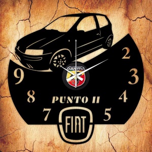 FIAT PUNTO bakelit óra, saját rendszámmal, Otthon & Életmód, Falióra & óra, Dekoráció, Fali és függő dekoráció, Mindenmás, Újrahasznosított alapanyagból készült termékek, MESKA