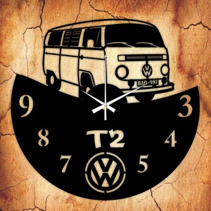 VW T2 bakelit óra, egyedi felirattal, Otthon & Életmód, Falióra & óra, Dekoráció, Fali és függő dekoráció, Mindenmás, Újrahasznosított alapanyagból készült termékek, MESKA