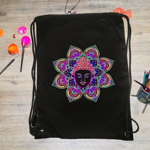 Buddhás Mandala Gymbag, Táska & Tok, Tornazsák, Gymbag, Hátizsák, Festészet, Festett tárgyak, MESKA