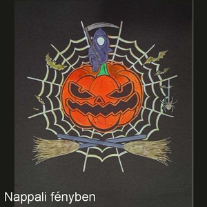 Halloween Tök UV fény alatt és sötétben is világító férfi póló - ruha & divat - férfi ruha - póló - Meska.hu