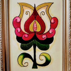 Üvegfestmény tulipán - Meska.hu