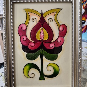 Üvegfestmény tulipán - művészet - festmény - üvegfestmény - Meska.hu