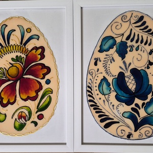 népi motívum üvegfestmény, Művészet, Festmény, Üvegfestmény, , MESKA