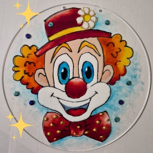 Üvegfestmény bohóc, Művészet, Festmény, Üvegfestmény, , MESKA