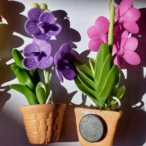 Orchidea agyagvirág hűtőmágnes - otthon & életmód - dekoráció - dísztárgy - Meska.hu
