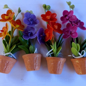 Orchidea agyagvirág hűtőmágnes - otthon & életmód - dekoráció - dísztárgy - Meska.hu