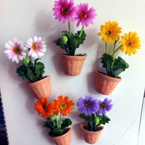 Gerbera agyagvirág hűtőmágnes - Meska.hu