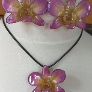 Dendrobium orchidea virág ékszer szett - ékszer - ékszerszett - Meska.hu