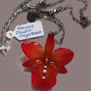  Orchidea virág nyaklánc , Ékszer, Nyaklánc, Medálos nyaklánc, Ékszerkészítés, MESKA