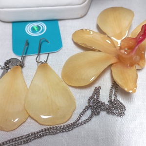  Orchidea virág nyaklánc és fülbevaló - ékszer - ékszerszett - Meska.hu