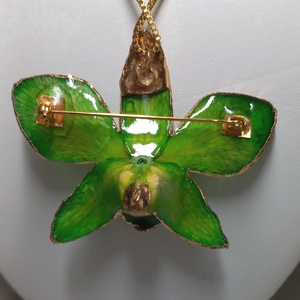 Aranyozott orchidea virág nyaklánc és bross - ékszer - nyaklánc - medál - Meska.hu
