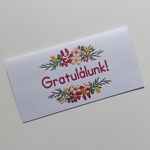 Gratulálunk virágmotívumos pénzátadó boríték, képeslap - Meska.hu