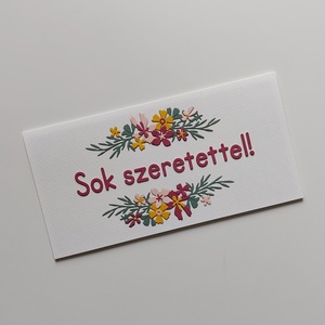 Sok szeretettel! virágmotívumos pénzátadó boríték, üdvözlőlap - Meska.hu
