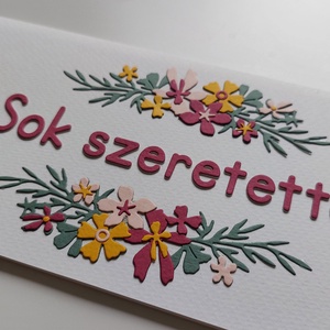 Sok szeretettel! virágmotívumos pénzátadó boríték, üdvözlőlap - esküvő - emlék & ajándék - nászajándék - esküvői pénzátadó boríték, kártya - Meska.hu