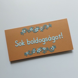 Sok boldogságot! virágmotívumos pénzátadó borítékm képeslap, Esküvő, Emlék & Ajándék, Nászajándék, Esküvői pénzátadó boríték, kártya, Papírművészet, Scrapbook, MESKA