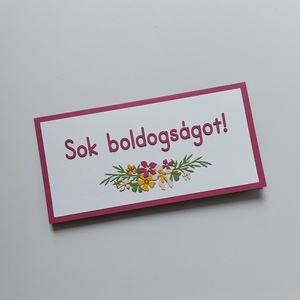 Sok boldogságot! virágmotívumos pénzátadó boríték, képeslap, Esküvő, Emlék & Ajándék, Nászajándék, Esküvői pénzátadó boríték, kártya, Papírművészet, Scrapbook, MESKA