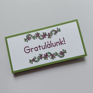 Gratulálunk! virágmotívumos egyedi pénzátadó boríték, képeslap, Esküvő, Emlék & Ajándék, Nászajándék, Esküvői pénzátadó boríték, kártya, Papírművészet, Scrapbook, MESKA