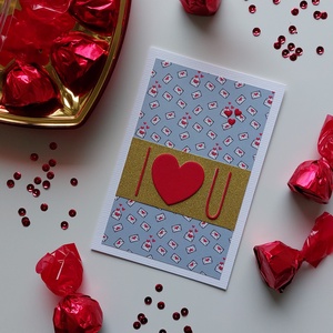 I love you üdvözlőlap - szerelmes, Valentin-napi képeslap 2., Otthon & Életmód, Papír, írószer, Képeslap, üdvözlőlap, Ajándékozás kellékei, Scrapbook, Papírművészet, MESKA