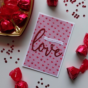This card is full of love üdvözlőlap - szerelmes, Valentin-napi képeslap 4., Otthon & Életmód, Papír, írószer, Képeslap, üdvözlőlap, Ajándékozás kellékei, Scrapbook, Papírművészet, MESKA