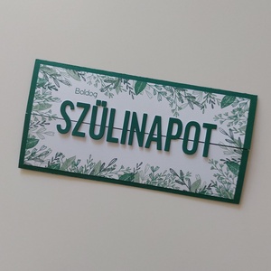 Sötétzöld virágos képeslap, középen nyíló születésnapi üdvözlőlap, Otthon & Életmód, Papír, írószer, Ajándékozás kellékei, Képeslap, üdvözlőlap, Scrapbook, Papírművészet, MESKA