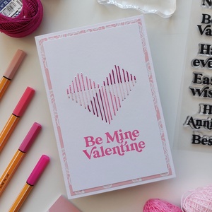 Be Mine Valentine hímzett szíves üdvözlőlap - Meska.hu
