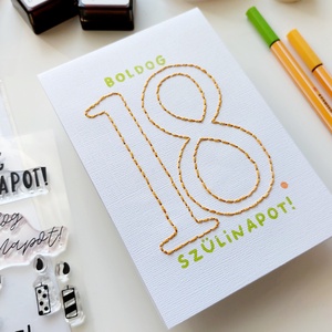 Boldog 18. szülinapot! üdvözlőlap - otthon & életmód - papír, írószer - ajándékozás kellékei - képeslap, üdvözlőlap - Meska.hu