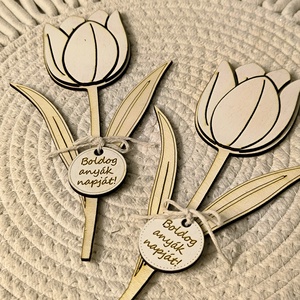 Anyák napi tulipán, Otthon & Életmód, Dekoráció, Asztal és polc dekoráció, Florárium, terrárium, Famegmunkálás, Gravírozás, pirográfia, MESKA