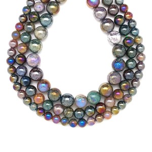 Achát indiai aura golyó 8mm  ékszerkészítő alapanyag (füzér), Kellékek & szerszámok, Ásvány alapanyag, Ásványfüzér, , MESKA