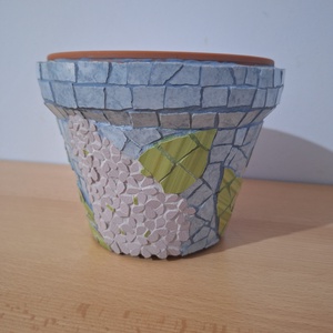 Orgona mintás virágcserép mozaik (15,5 cm átmérő) - Meska.hu